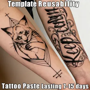 Lasting 7 to 15 days Reusable Temporary Tattoo Stencil Template Half-Permanent Body Art Design  Perfect for DIY Tattoos Makeup Applications for men and women for Tattoo juice Tattoo milk herbal Tattoo Henna pen hand-painted cream emporary Tattoo Ink