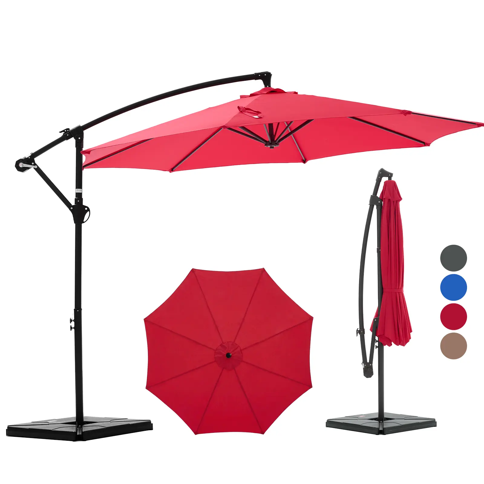 9.8FT Offset Patio Parasol, 8-Rib Adjustable Tilt Canopy, Outdoor Canopy Shelter Sunshade for Backyard Lawn Garden, UV Protection Cantilever Outdoor Furniture