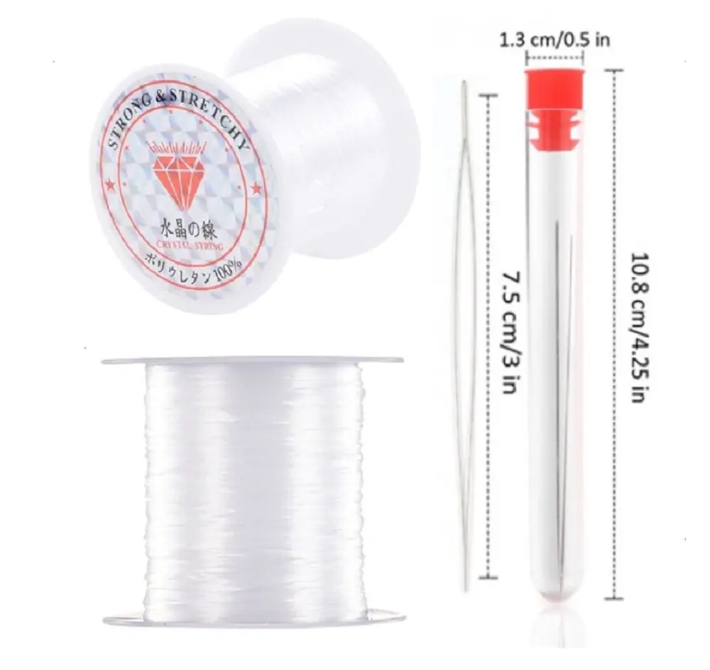 TIKA 2-Pack 0.8mm Elastic Beading Thread with Needles, Stretchy Bracelet String for Jewelry Making and Crafts