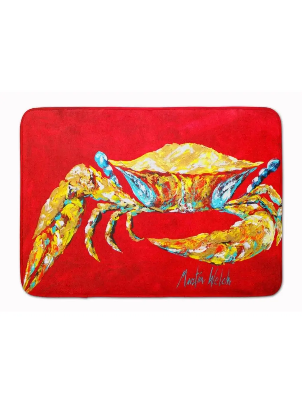 Carolines Treasures MW1116RUG Crab Blue on Red Sr. Machine Washable Memory Foam Mat