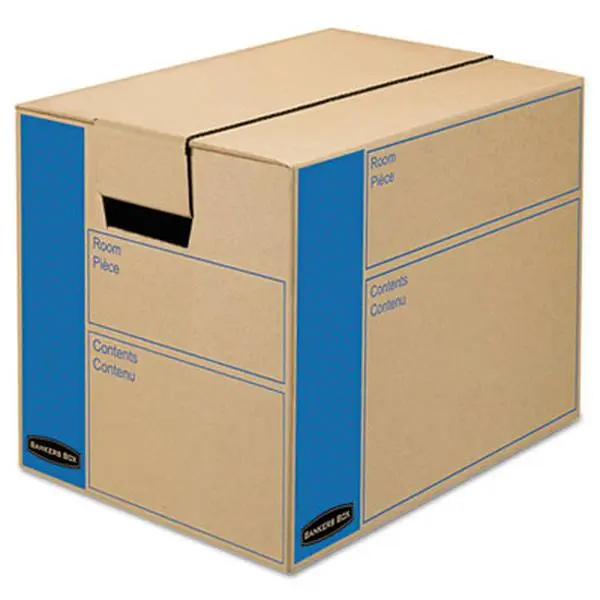 Bankers Box FEL0062701 SmoothMove Extra-Strength Small Organizer Storage Box, 12w x 12d x 16h Kraft Carry Handle Storage Bin for Home Organization, Organizer Storage Boxes, Carry Handle Storage Boxes
