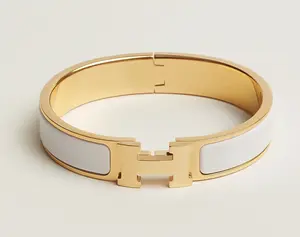 Pre-owned Hermes Clic H Bracelet White/Gold