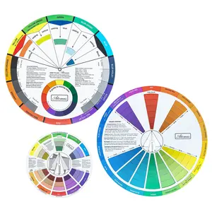 Mcbazel 3 Pieces Artist Color Mixing Guides Wheel Dual-Sided Interactive Learning Tool for Painting Makeup Tattoo Design Large & Pocket Sizes Studio Class Use