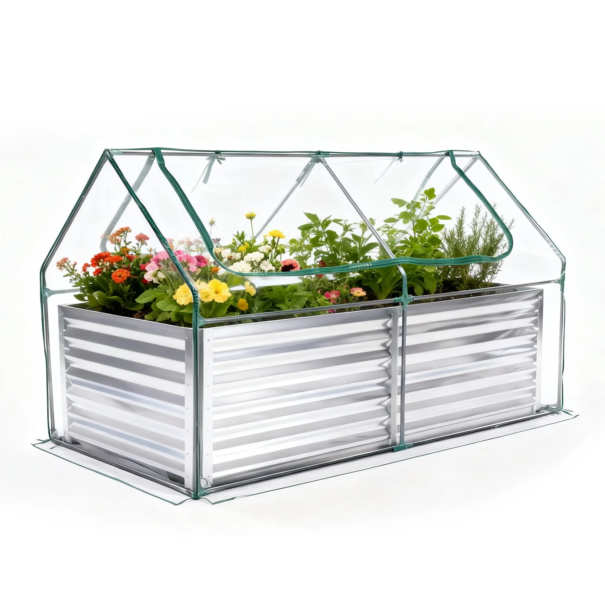 Outdoor Raised Garden Bed with Waterproof Cover for Growing Vegetables, Cold-Resistant Planter Box Kit with Large Screen Windows for Herbs & Flowers Outdoor Raised Garden Bed with Waterproof Cover for Growing Vegetables, Cold-Resistant Planter Box Kit with Large Screen Windows for Herbs & Flowers