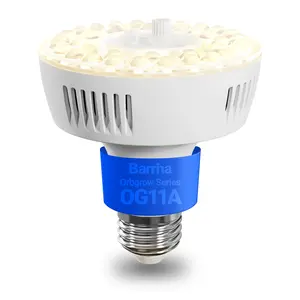 Barrina Orbgrow OG11A Grow Light Bulbs for Indoor Plants, Integrated Dimming & Timing, 4000K 11W(100 Watt Equiv), E26 Plant Light Bulb, Full Spectrum, High PPFD for Seeds and Greens, 1 Pack, White