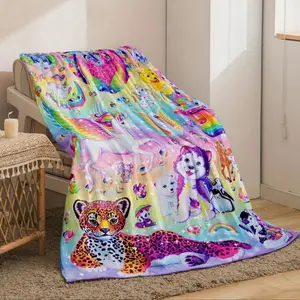 Soft Funny Throw Blanket Cute Whimsical Unicorn & Cheetah Print Fleece Blanket Cozy Blankets Comfortable Warm Fluffy For Home Office School Travel