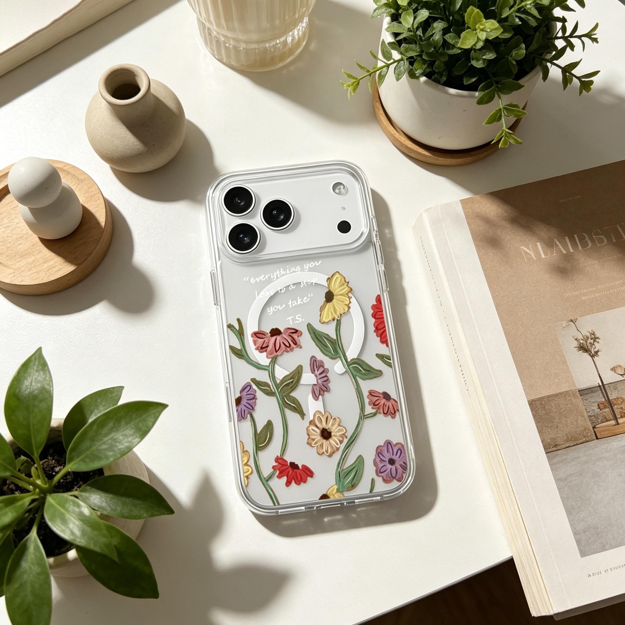 Flowers Eras Tour iPhone 17/16/15/14/13/12 Pro Max Magnetic Phone Case. Durable and sturdy, featuring the theme of the world tour album. Made of beautiful polycarbonate TPU material, providing comprehensive protection.