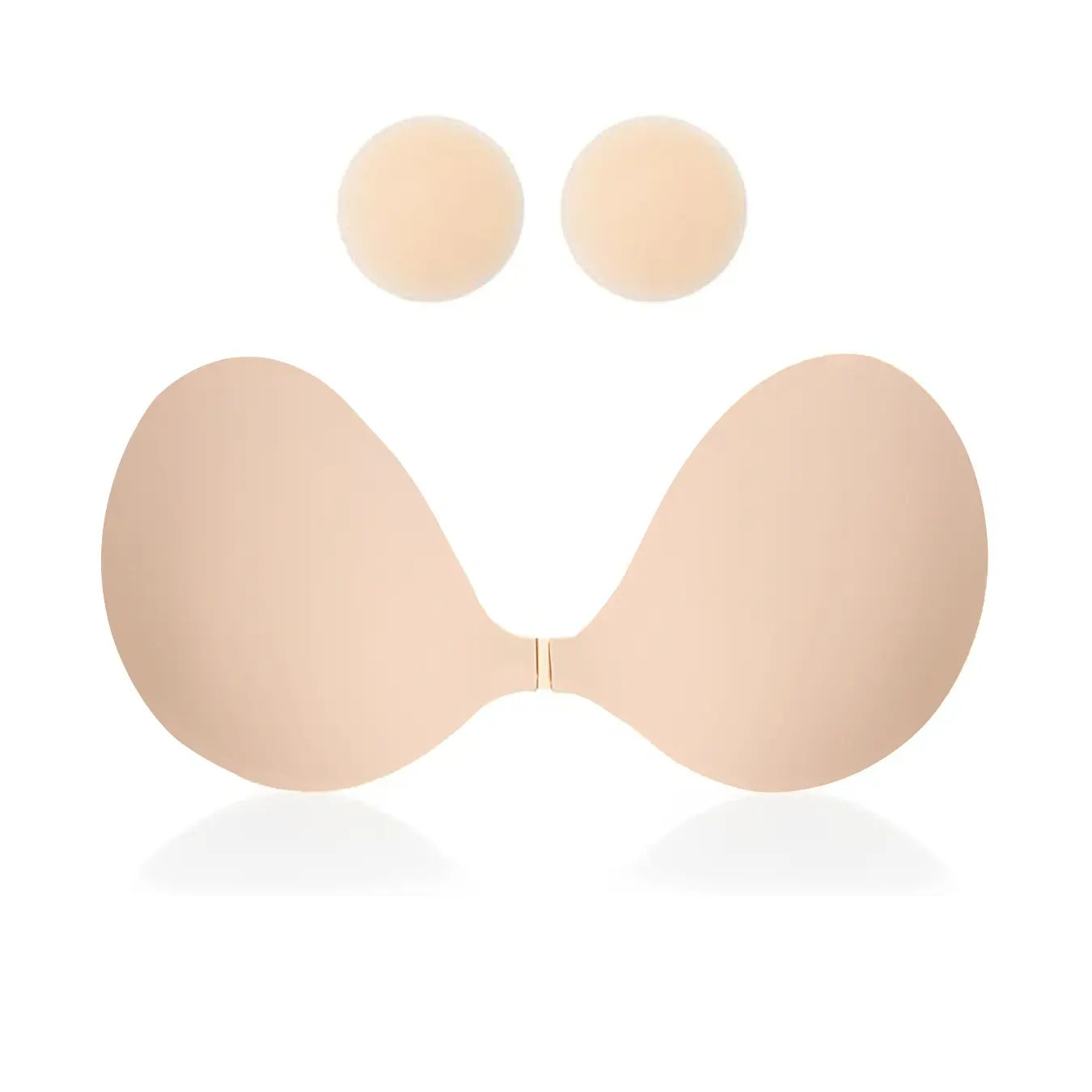 Strapless Adhesive Bra for Women, Soft Silicone Push Up with Front Button, Reusable & Invisible Nipple Covers for Backless Cocktail Dresses, Comfortable, Evening, Smooth, Sticky Bra, Hand Wash, Lady
