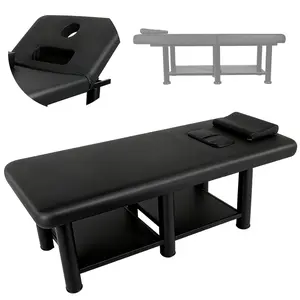 1150 lbs Heavy Duty Stationary Massage Table, 31.5" x 75" Extra Wide Adjustable Massage Bed with Backrest, PU Leather Spa Treatment Table for Physical Therapy, Facial Care, Tattoo Studio, Salon & Spa (Black)