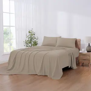 Modern Threads Solid 4-Piece sheet set Khaki Queen