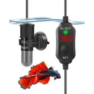 AquaMiracle Adjustable Pet Supplies Aquatic Small Aquarium Heater Submersible Fish Tank Heater Betta Heater Electric Turtle Heater Super Mini Aquarium Heater with Digital Display Thermostat Temperature Control