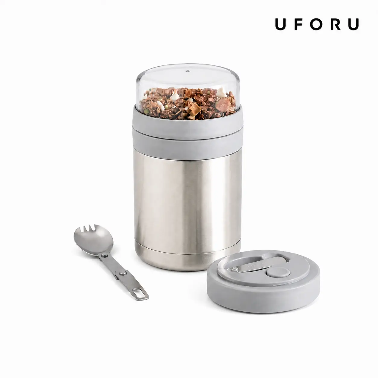 UFORU Double-Wall Stainless Steel Yogurt & Oatmeal Cup with Clear Measurement Scales - Portable, Leak-Proof Breakfast Container for Students, Office Commuters