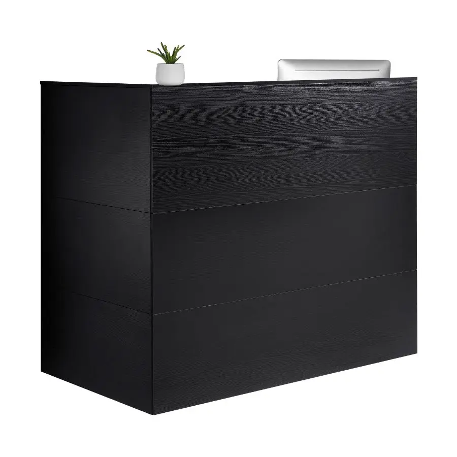 【DealsForYouDays】VEVOR Reception Desk, 55Inch L-Shaped Front Counter Table, Office Reception Counter with Drawer Keyboard Tray and Storage Cabinet, for Checkout, Lobby, Beauty Salon Office, Black