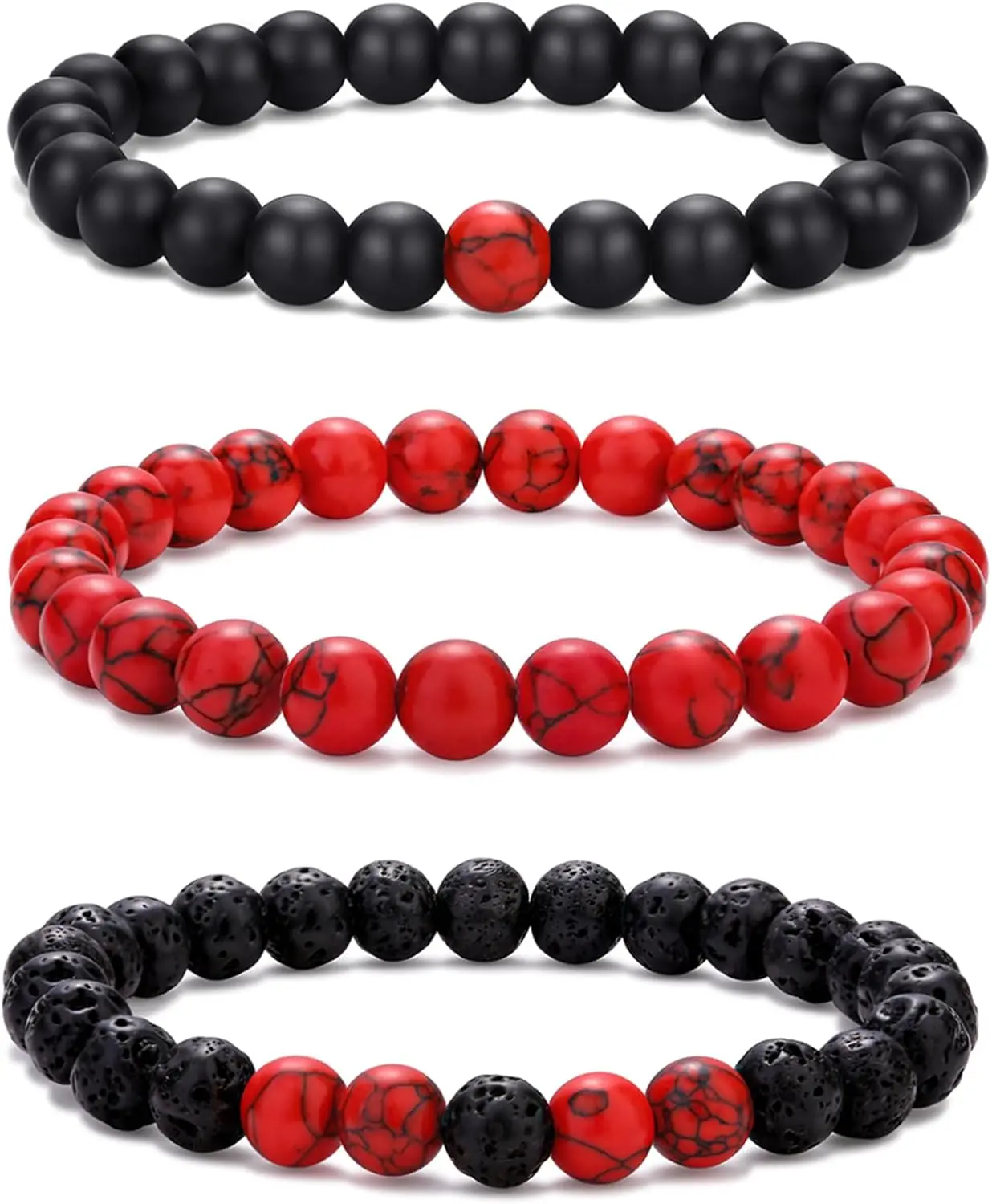 3,red,black bracelet