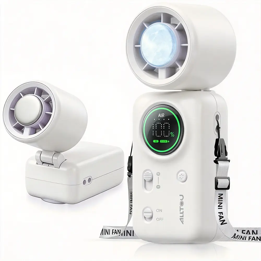 Alltou Mini Cooling Fan, 100-Speed Turbo Portable AC Fan with Ice Cooling Technology, Foldable Handheld Fan with LED Display & 4000mAh Battery for Travel, Outdoor & Summer summerwins