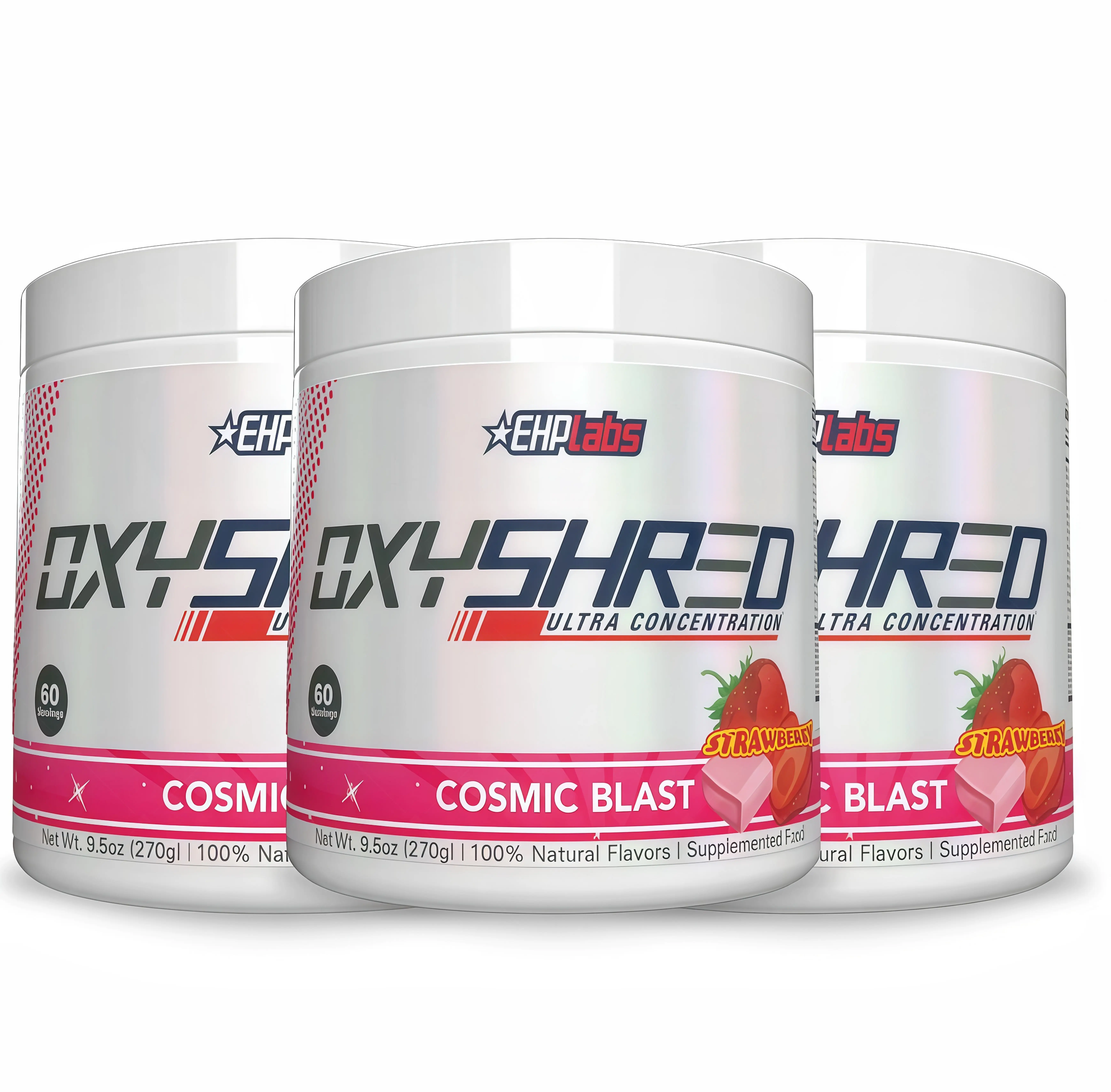 3 Pack EHPlabs OxyShred Ultra HS Concentration Pre Workout Powder 60 Serves 150mg Caffeine Sugar Free Vegan Friendly GlutenFree Men Women Health Fitness Supplements Cosmic Blast Flavor