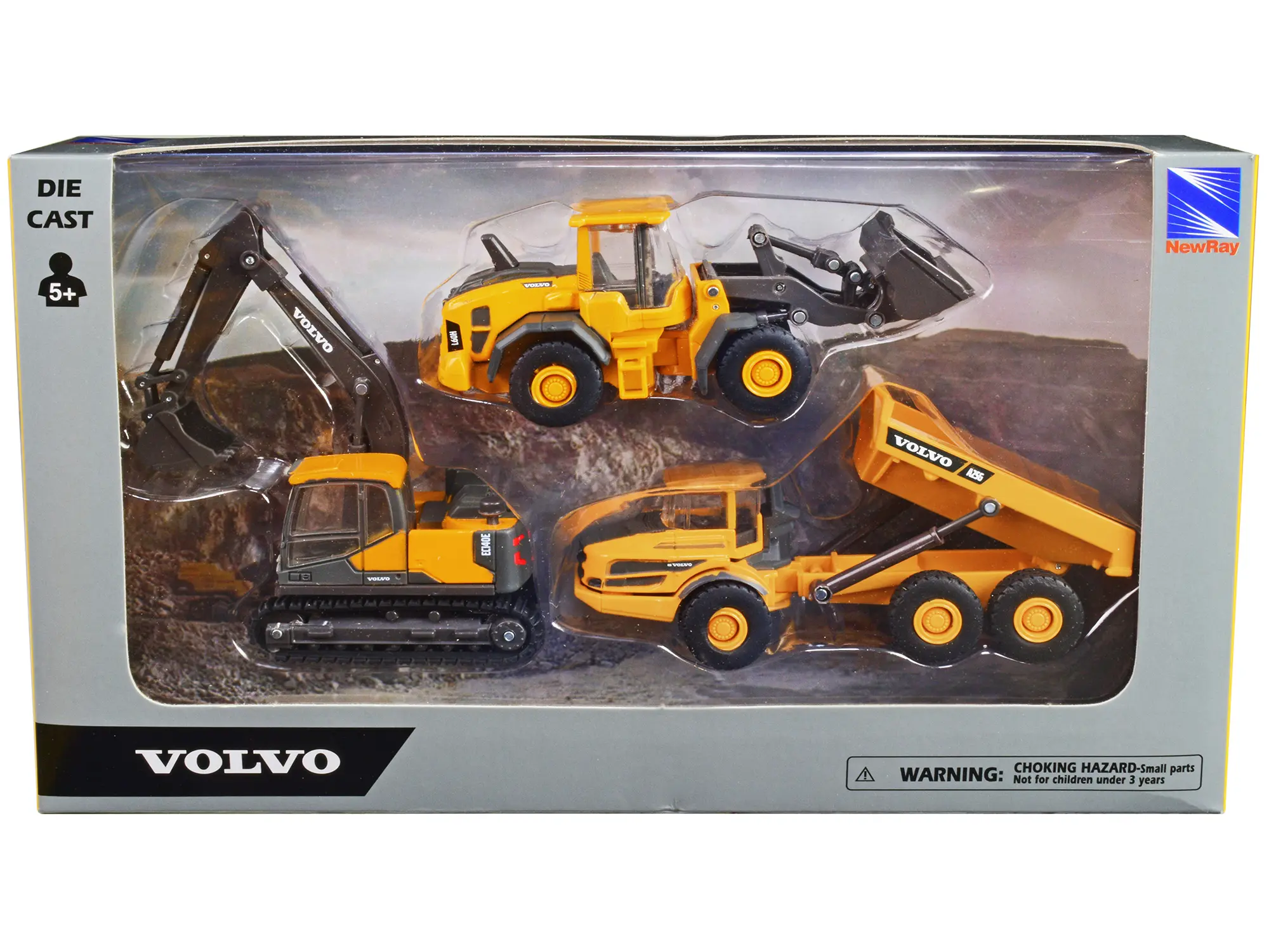 "Volvo Construction Vehicles" 3 piece Set Diecast Models by New Ray
