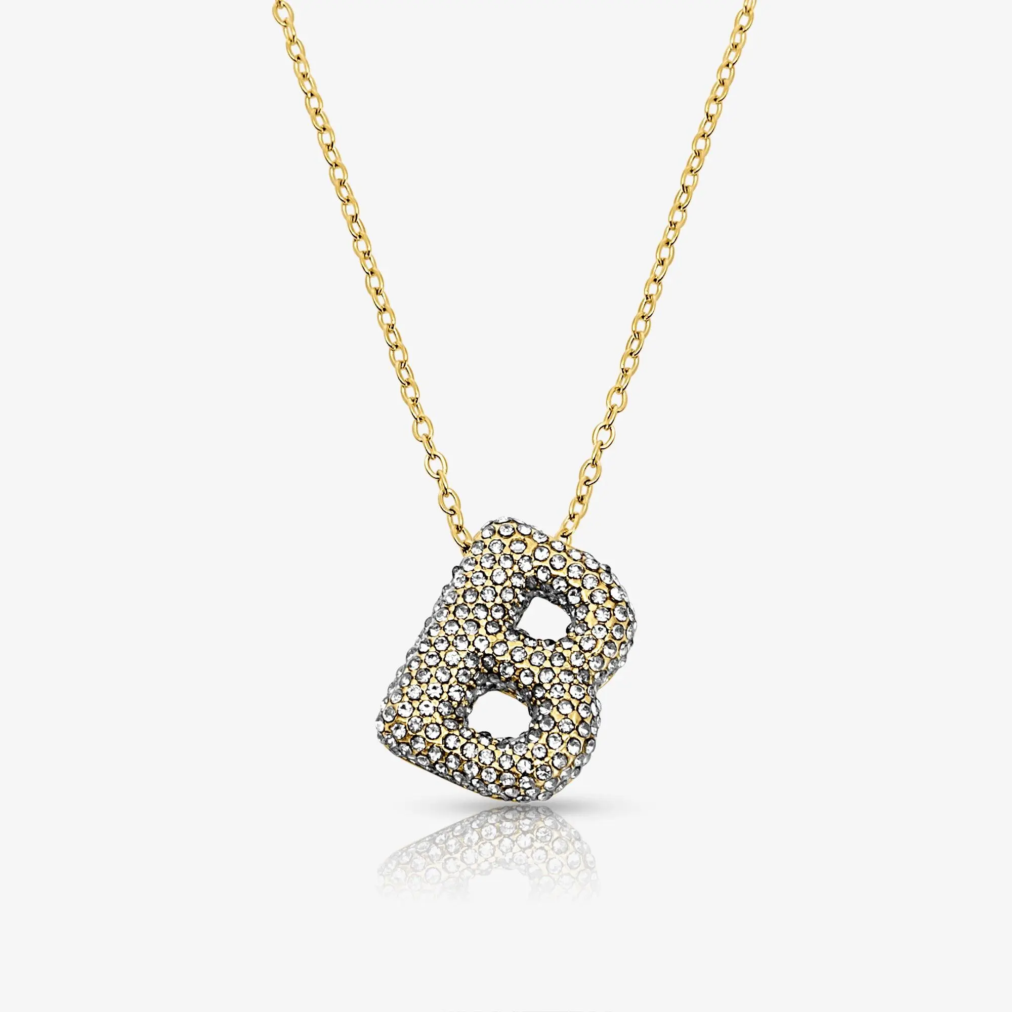 EVRY JEWELS Women's Gold or Silver Plated Hypoallergenic Chunky Letter Bubble Pendant Necklace, Nickel-Free Sweatproof Chain Necklace