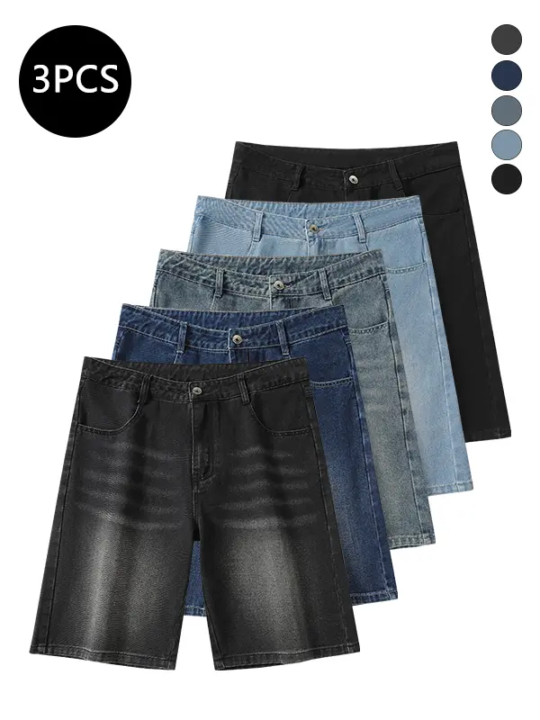 Men’s summer mid-thigh denim shorts — trendy streetwear shorts for summer, casual loose fit, versatile men’s pants