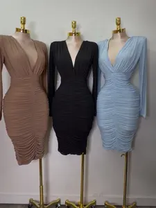 NANCY MESH MIDI LONG SLEEVE DRESS