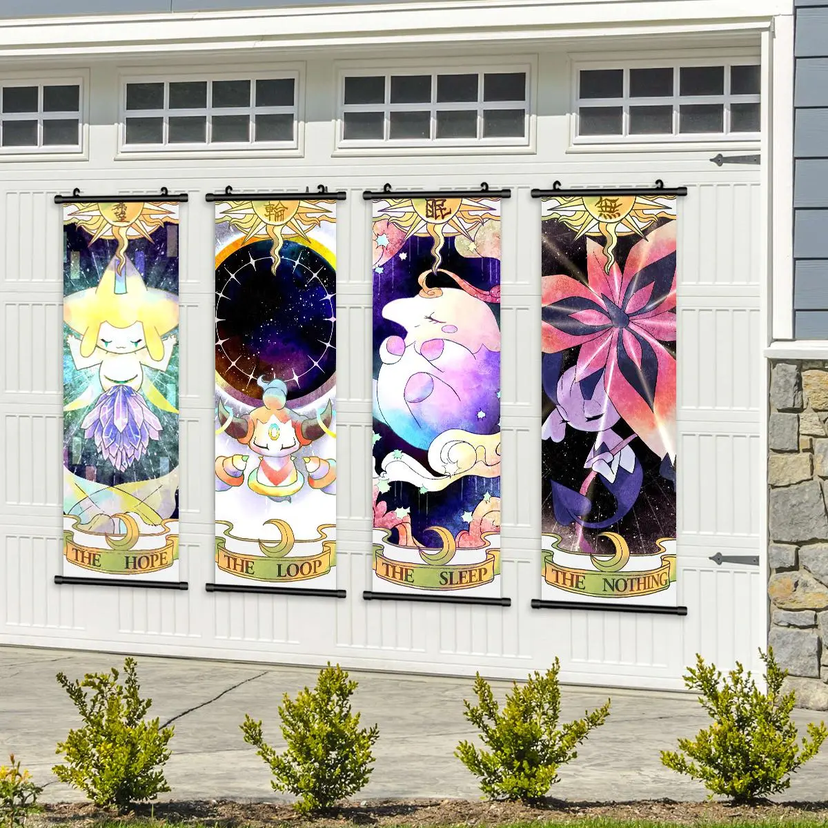 Cartoon Elf Animal Pattern Artistic Wall Art, 4 Counts/set Colorful Waterproof Hanging Banner, Aesthetic Wall Decor for Home Outdoor Wall Decoration