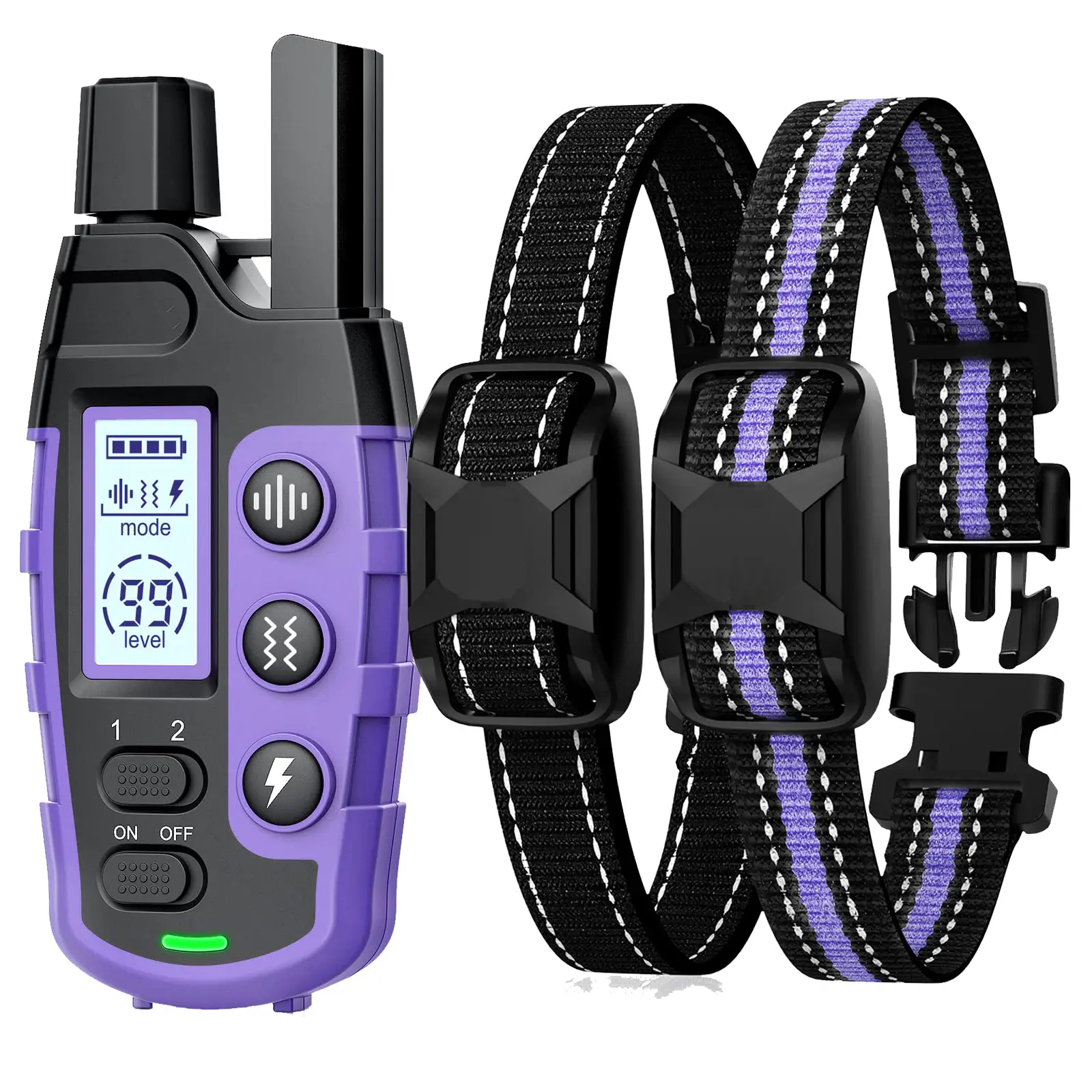 3300ft Range Rechargeable Dog Training Collars, Adjustable Nylon Strap, Electric Shock, Vibration & Sound Modes, Waterproof, For Small To Large Dogs (