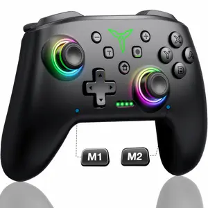 Switch Controllers, Wireless Switch Controller Compatible with Switch Pro/Lite/OLED, Switch Controller with Programmable/Dual Vibration/Turbo/1000mAh Battery/9color Light/One-Key Wakeup