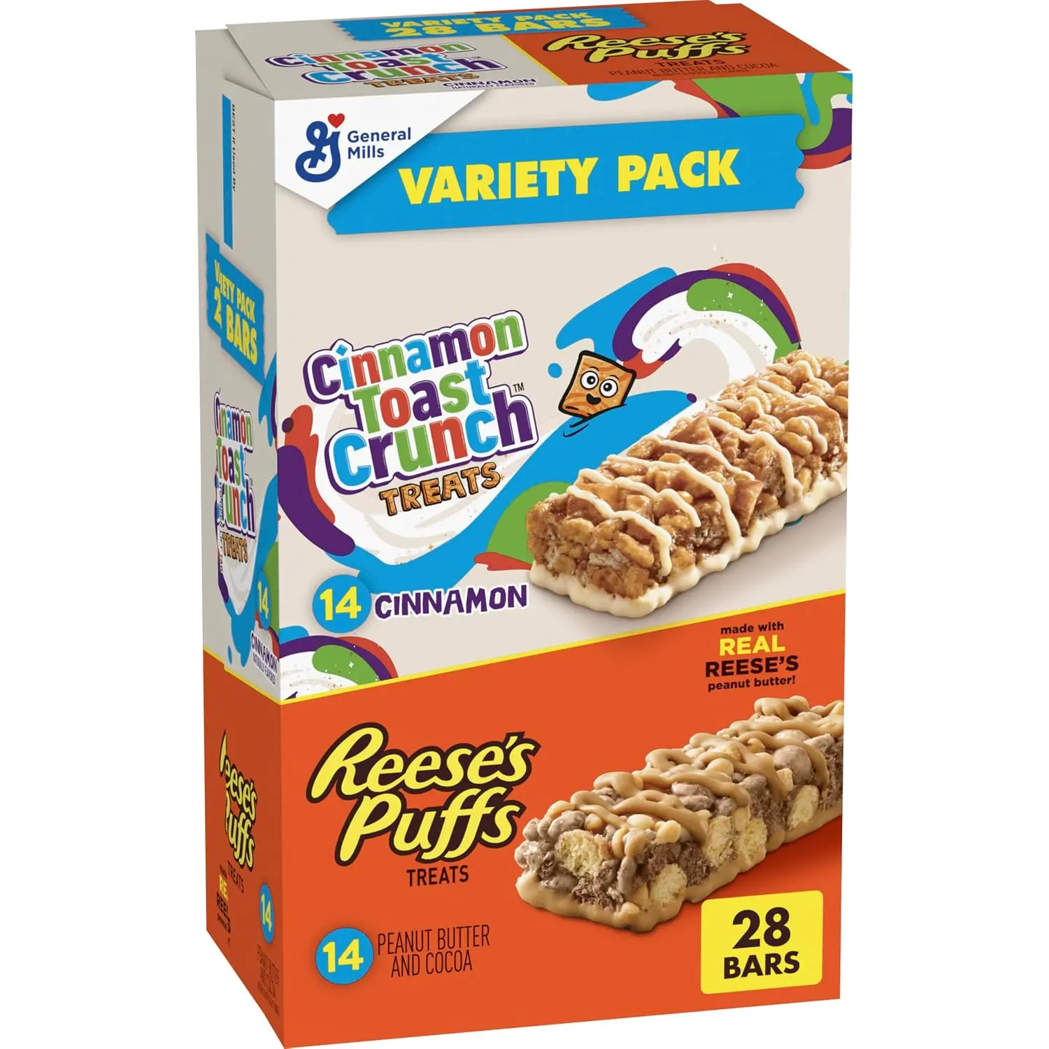 Cinnamon Toast Crunch and Reese's Puffs Cereal Treat Bars, 28 ct
