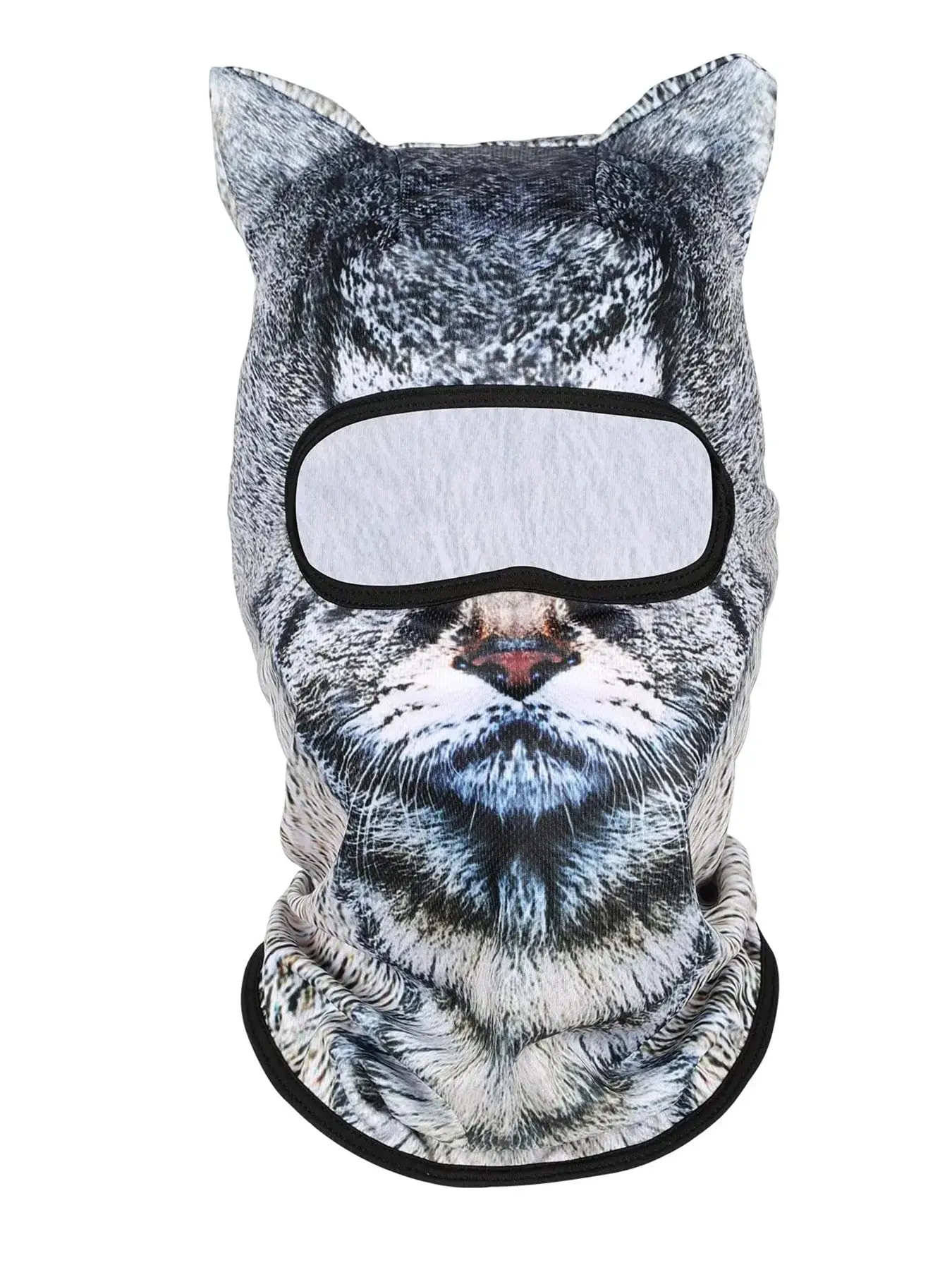 3D Cat Animal Ski Balaclava Mask with Ears, Kitty Ski Mask, Ski Face Mask, Perfect for Music Festivals, Raves, Skiing, Halloween, and Outdoor Parties
