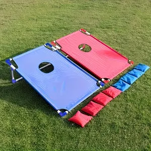 Heavy-Duty Portable Cornhole Game Set with 2 Game Boards, 6 Bean Bags & Carry Bag - Red & Blue Outdoor/Indoor Fun Party Game for Kids & Adults, All-Weather Durable Bean Bag Toss for Camping, Beach, Backyard, Halloween, Christmas Party Supplies