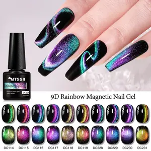 MTSSII 7ml 9D Rainbow Peafowl Double-Effect Cat Eye Gel, Ultra-Bright, Versatile Polarized Cat Eye for Salon Art Design, Sparkling and Long-Lasting, With Color Options and Strong Adhesion, Ideal Gift for Women, Nail Polish, Nail Art Manicure