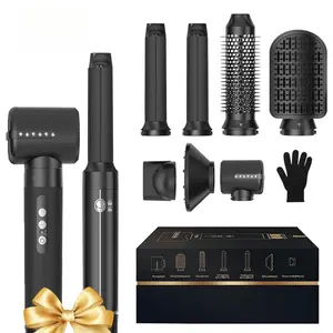 7 in 1 Ionic Hair Dryer Comb with Diffuser Hot Air Styling Tool for Volume Curling Straightening 100-120V