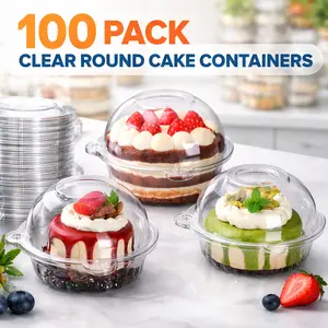100 Extra Large Clear Plastic Cupcake Containers – Jumbo Muffin Boxes with Flip Lid, Cartoon Shape – Ideal for Jumbo Bakery Treats, Party Desserts, Storage