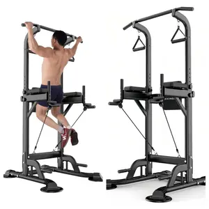 Power Tower Pull Up Bar for Home Gym, Multi Functional Pull Up Bar Stand Dip Bar Station, Adjustable Height Workout Dip Station Strength Training Fitness Equipment