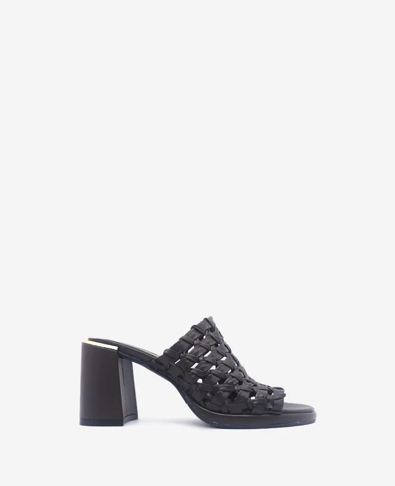 Solara Leather Woven Heel Sandal