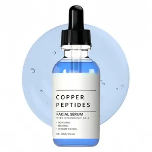 Copper Peptides Serum, GHK-Cu Peptides Serum for Face - Tightening, Soothing, Collagen Boosting, Hydrate - with Hyaluronic Acid - Fragrance-Free
