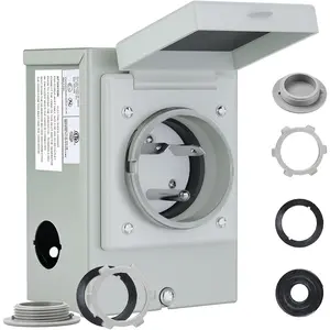 Pre-Drilling 30 Amp Generator Power Inlet Box NEMA TT-30P 125V 3750W Power Inlet Box, Waterproof for Outdoor Use