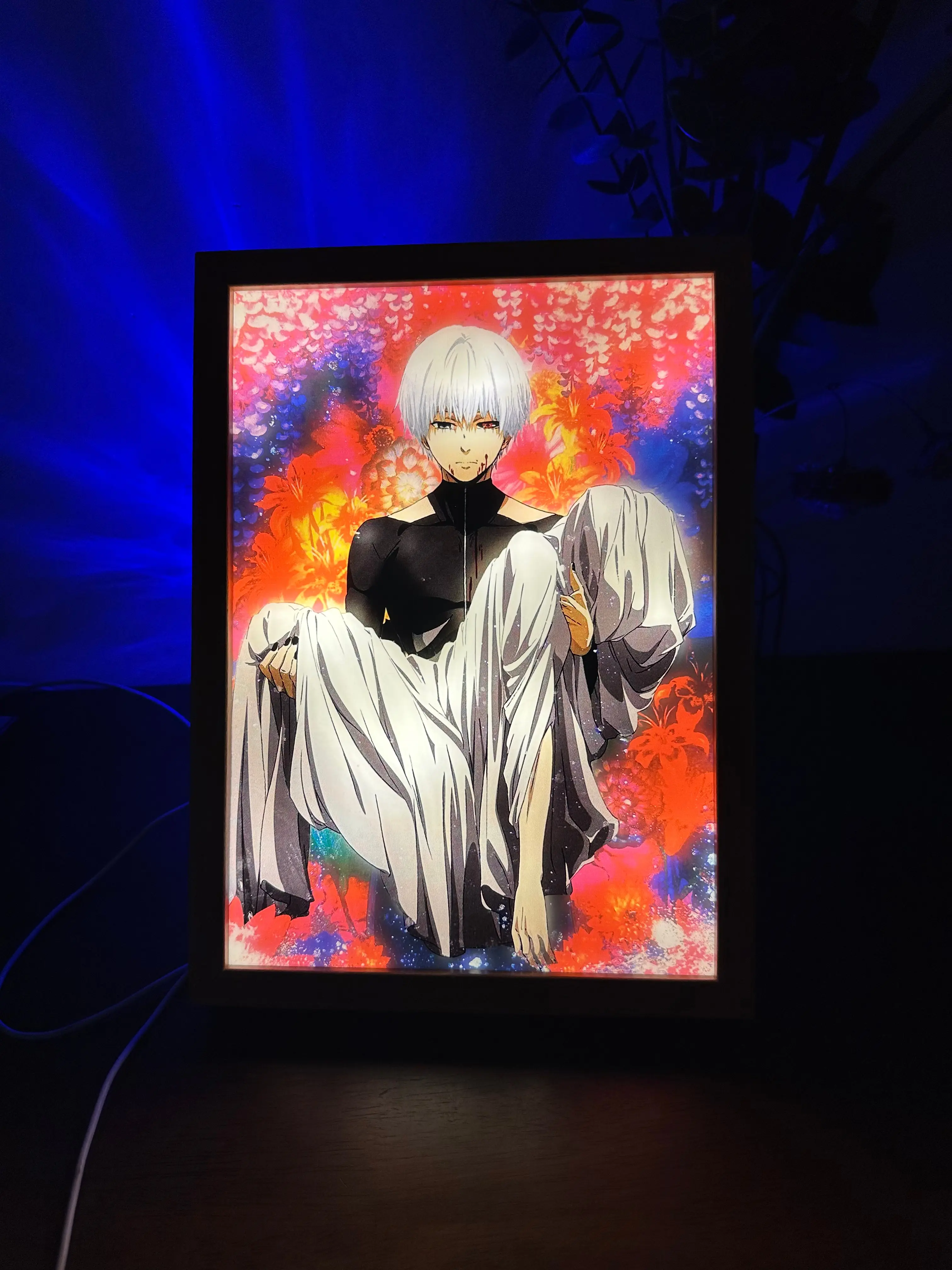 Tokyo Ghoul Light Up Electronic LED Painting Photo Frame, Large 12.6" x 9.3" Home Decor Night Light, Color Changing Lights