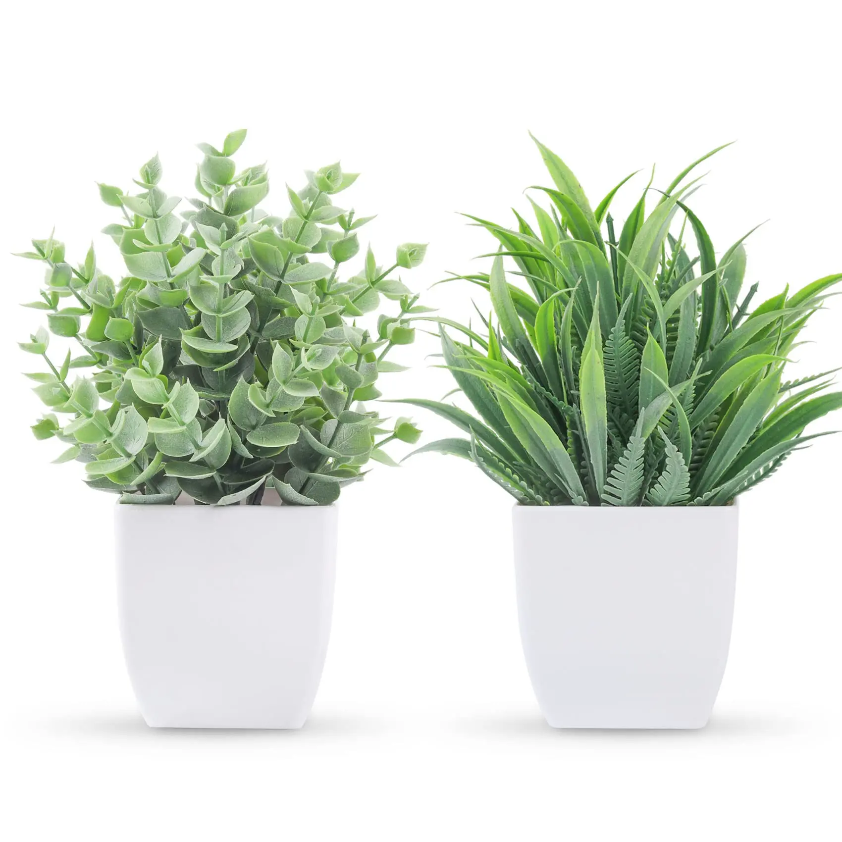 2-Pack Plastic Decorative Mini Fake Potted Plants, Small Artificial Plants for Farmhouse Kitchen Home Decor
