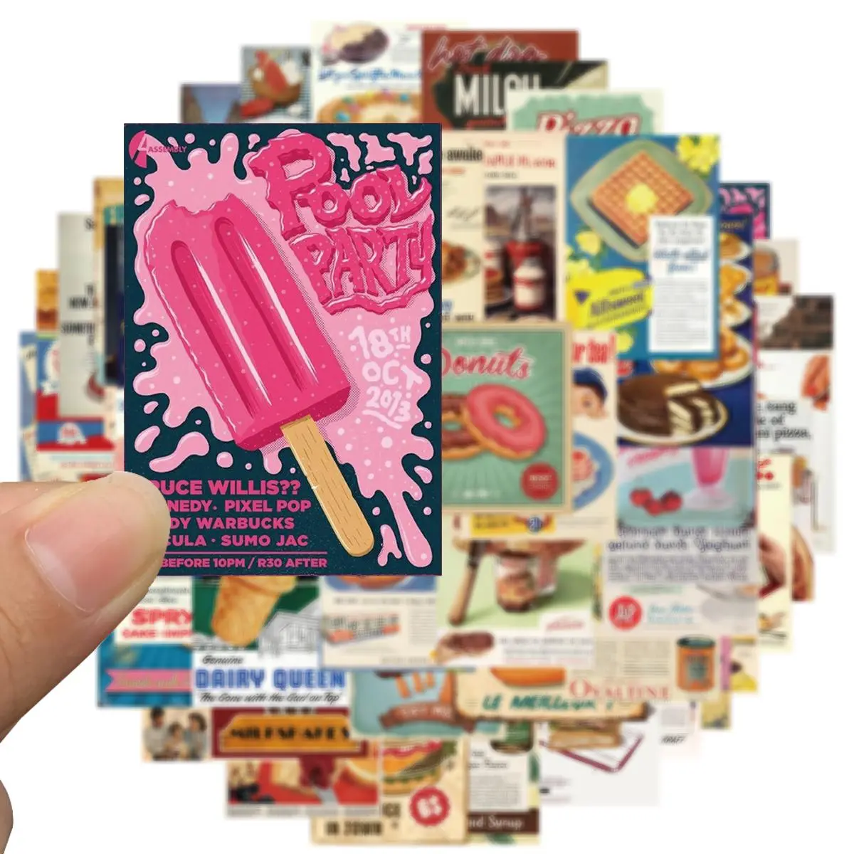 Vintage Stamp & Retro Poster Sticker, 50pcs/set Scrapbooking Sticker, Stickers For Scrapbooking, Water Bottle Sticker, Laptop Sticker, Phone Sticker, Funny Stickers, Decorative Stickers