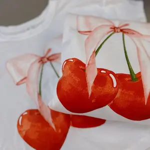 Cherry on top cropped tee - white