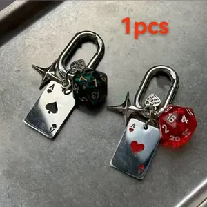 Special-shaped dice bag hanging multi-faceted dice key chain pendant sieve key chain satchel pendant jewelry hanging accessories ladies key ring, key chain, Bling bling keychains