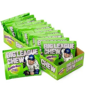 Big League Chew Sour Apple 12 ct. - Sweet Soft and Shredded Bubble Gum with Green Apple Flavor - 12 Count Pack Sugar Natural Corn Artificial