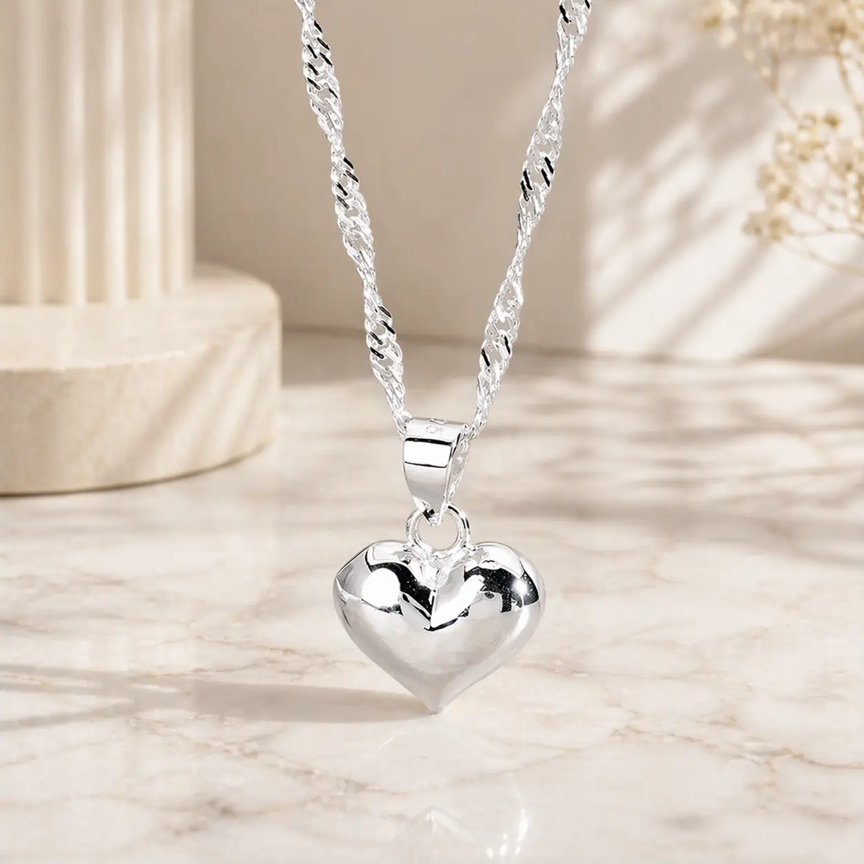 Women's 1PC 925 Silver-Plated Heart Shape Elegant Chain Necklace, Vintage Pull-Out Design, Daily Wear Jewelry, Festive & Party Gift, Elegant Necklace, Chain Necklace Women