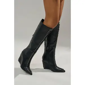 AZALEA WANG THAUMUS BLACK LACE UP WEDGE BOOT AZALEA WANG THAUMUS BLACK LACE UP WEDGE BOOT