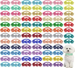 80 Pcs Dog Bowtie Flower Collar Girl Dog Accessories Adjustable Girl Puppy Collars Cat Bow Tie Flower with Diamond Crystal for Cats Pet Summer Birthday Party Christmas Wedding Supplies - Home Improvement.