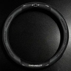 Carbon Fiber Microfiber Car Steering Wheel Cover, Compatible with Chevrolet Models, Durable & Stylish Dashboard Accessory