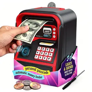 Piggy Bank for Kids & Adults, Electronic ATM Coin Cash Bank with Password Code Lock and Auto Grab Bill Slot, Large Capacity Coin Bank Money Jar, Designed for All US Coins, Capacity 10000+