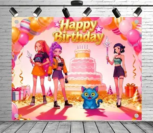 Themed "Happy Birthday" Backdrop Banner Themed Events - Birthday Party Occasions, Indoor & Outdoor Birthday Party, Ideal for Home, Garden, Park Decoration, Cake Table Decoration