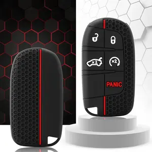 Silicone Car Key Cover Case Protect For Jeep Grand Cherokee Compass Dodge Charger Chrysler 200 300 300C Key Chain Auto Parts